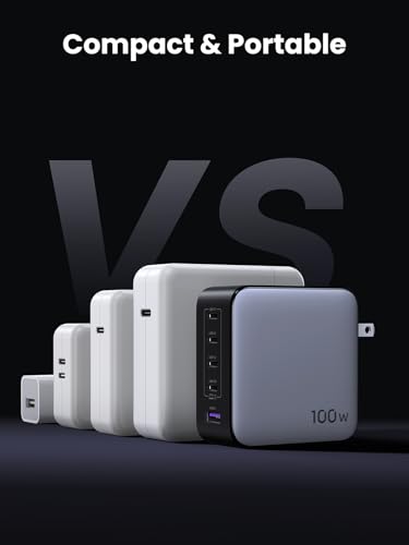 UGREEN Nexode 100W GaN USB C Laptop Charger, 5-Port Fast Charging Power Adapter Compatible with MacBook Pro/Air, iPhone 17/16/15 Series, Galaxy S25/S24, Pixel 10/9, iPad Air, Steam Deck