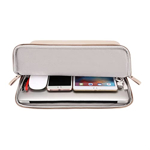 MOSISO Laptop Sleeve Bag 13.3 inch PU Leather Padded Bag Waterproof Case | Compatible with MacBook Air/Pro, 13-13.3 inch Notebook, Compatible with MacBook Pro 14 2026-2021 M5 M4 M3 M2 M1, Apricot - color: Apricot, size: 13.3 inch