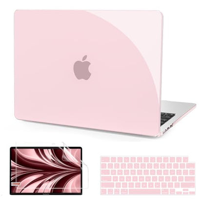 B BELK for MacBook Air 13 inch Case 2026-2022 M5 M4 M3 M2, Rose Pink | Model A3449 A3240 A3113 A2681, Plastic Laptop Hard Shell for MacBook Air 13.6 inch Case & Keyboard Cover & Screen Protector - color: Rose Pink