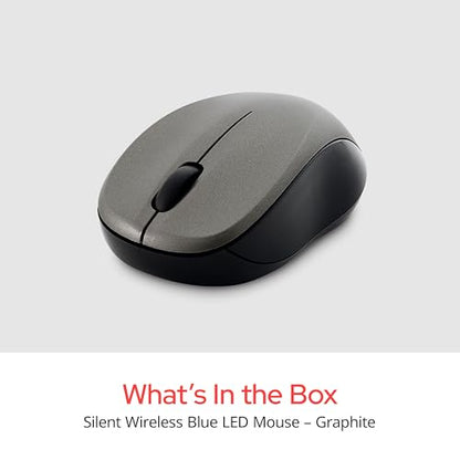 Verbatim 2.4G Wireless LED Silent Mouse - Noiseless and Silent Click Computer Mouse with Nano Receiver for Mac and PC - Graphite - style: Graphite Mouse