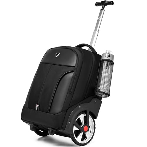 18Inch Rolling Backpack, Waterproof Wheeled Laptop Backpack, 40L, Black, Unisex, Modern Travel Daypack - color: Black, size: 18IN