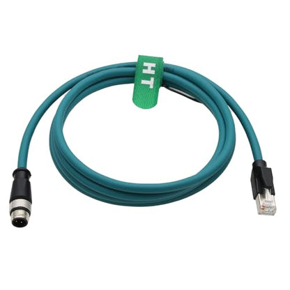 Industrial Ethernet M12 4 Pin D-Coded RJ45 CAT5e Cable, Profinet Fieldbus Network Control LED PoE Power Sensor Shielded Blue 4m - size: 4m