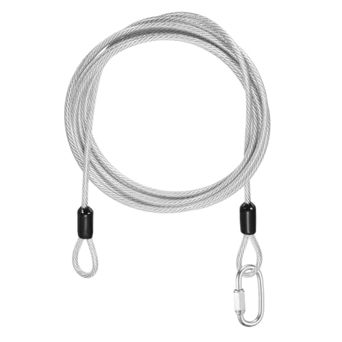 PATIKIL Security Cable Lock (1/8" Dia 6.6ft, Clear) Vinyl Coated 304 Stainless Steel Double Loop Flexible Wire Rope Safety Cable with Quick Links Locking Connectors - color: Clear, size: 1/8" x 6.6ft