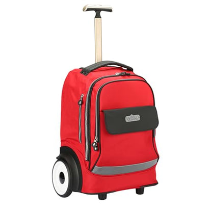 Rolling Laptop Bag with Quiet Wheel for 15.6 Inch Laptop,Roller Bag, Silent Backpack with Wheels, 6 Inch Large Wheeled Computer Bag, T5- Black/Red - color: T5- Black/Red