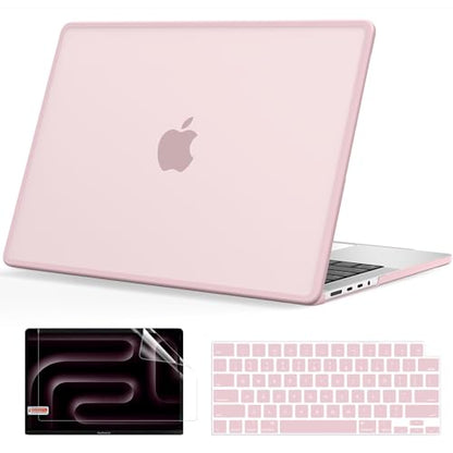 B BELK Compatible with MacBook Pro 14 inch Case M5 2026-2021 M4 M3 M2 M1 A3426 A3427 A3434 A3112 A3185 A3401 A2918 A2992 A2779 A2442, [Anti-Cracking] [Soft TPU Bumper] Hard Shell Case, Frosted Pink - color: Frosted Pink