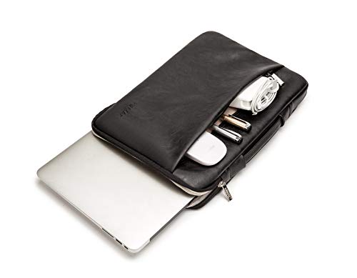 Kinmac 360° Heavy Duty Protective Laptop Sleeve Case Bag Cover with Handle for MacBook Air 13 inch,iPad Pro 13 inch and 13.3 inch HP,Dell,Lenovo,Asus,Acer Laptop (Black PU) - color: Black PU, size: 12 inch-13.3 inch