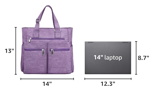 VOLGANIK ROCK Canvas Tote Bag Waterproof Nylon Multi Pocket Shoulder Bags Laptop Work Bag Teacher Purse Handbag for Women Men - color: Purple 2
