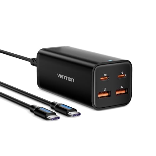 MacBook Pro Charger 100W, VENTION MacBook USB C Charger 4-Ports Foldable GaN+ Charger Power Adapter for MacBook Pro/Air, iPad Pro,iPhone 15/14 Pro, Galaxy S23/S24 Ultra, Steam Deck, Google Pixelbook - size: 100W