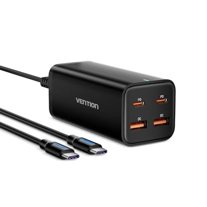 MacBook Pro Charger 100W, VENTION MacBook USB C Charger 4-Ports Foldable GaN+ Charger Power Adapter for MacBook Pro/Air, iPad Pro,iPhone 15/14 Pro, Galaxy S23/S24 Ultra, Steam Deck, Google Pixelbook - size: 100W