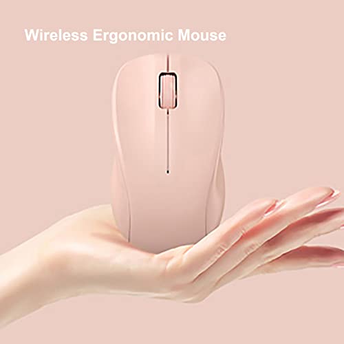 Compact Keyboard MouseCombo,JieruiDeng 79-Key Retro Mini Cute Computer Keyboard 2.4G USB Wireless and Silent Mice Set for Laptop Desktop PC iPad (Pink) - color: Pink