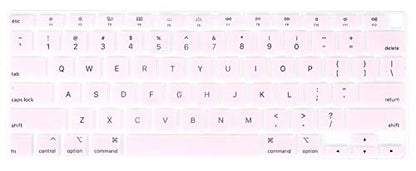 Se7enline Compatible with MacBook New Air 2018/2019/2020/2021/2022/2023/2024 13 inch Keyboard Cover Protector for MacBook Air 13-Inch Touch ID with Retina Display M1 A2337/A2179 US Layout, Light Pink - color: Light Pink