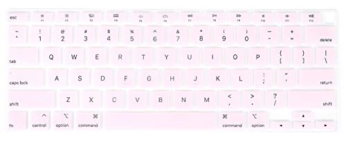 Se7enline Compatible with MacBook New Air 2018/2019/2020/2021/2022/2023/2024 13 inch Keyboard Cover Protector for MacBook Air 13-Inch Touch ID with Retina Display M1 A2337/A2179 US Layout, Light Pink - color: Light Pink