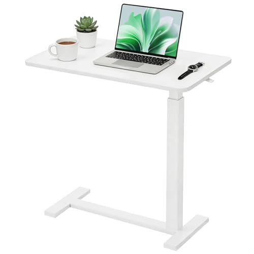 Mobile Standing Desk, Height Adjustable Laptop Desk with Hidden Casters | Stable Steel Frame, Smooth Lift Mechanism, Lockable Casters, Easy Assembly, Ideal for Home, Office & Dorm, White - color: White, style: Height Adjustable