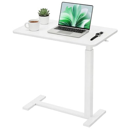 Mobile Standing Desk, Height Adjustable Laptop Desk with Hidden Casters | Stable Steel Frame, Smooth Lift Mechanism, Lockable Casters, Easy Assembly, Ideal for Home, Office & Dorm, White - color: White, style: Height Adjustable