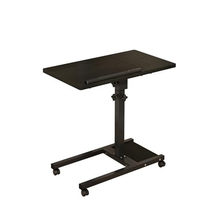 LINGMI Mobile Height Adjustable Laptop Desk with Mouse Pad, Portable Laptop Desk Rolling Tiltable Table with Small Side Table for Couch,Rolling Computer Stand - color: Dekuwood Black