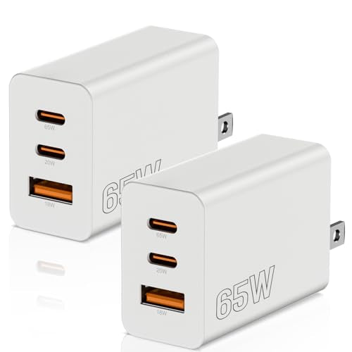 65W USB C Charger Block, 2Pack 3 Port PD&AC Super Fast Type C Charging Adapter, 100W Wall Charger Plug Cube for MacBook Pro/Air,iPad Pro,iPhone 17/16/15,Galaxy S25,and More