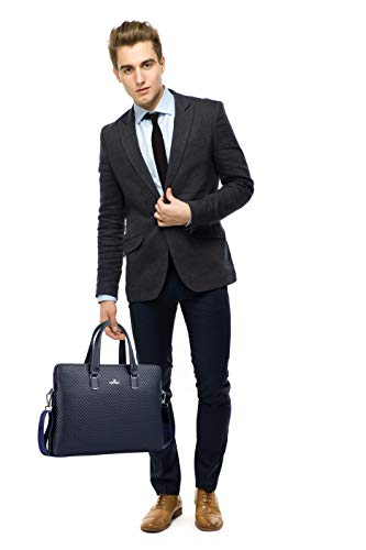 FSD.WG]Business Bag Leather Briefcase Shoulder Laptop Business Bag for Men - color: Blue