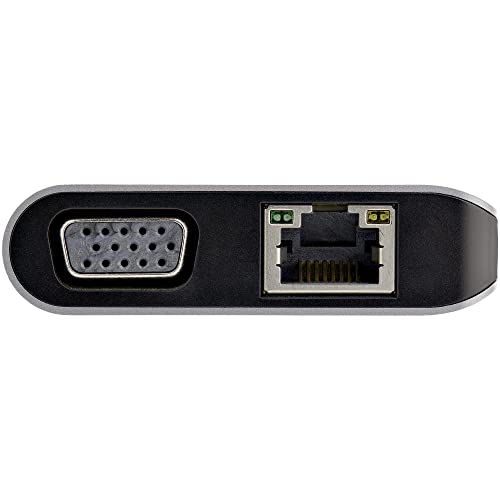 StarTech 8-in-1 USB-C Travel Dock, 4K HDMI or VGA, 100W PD, SD, GbE, Audio | Windows, macOS, ChromeOS, iPadOS, Android, Driverless, 3x USB 3.0 5Gbps, Audio headset jack, 1ft/30cm cable, 85W