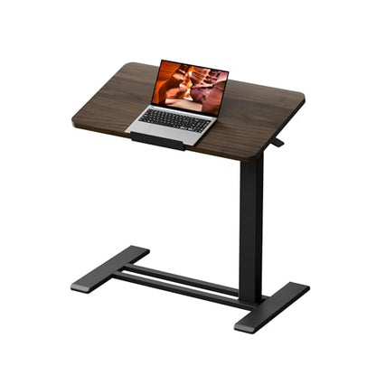 28''Pneumatic Overbed 50°Tilting Bedside Table,Small Standing Desk | 27.6" Wx15.7" D, Mahogany Rolling Bedside Table,Hospital BedTable,Medical Bedside Table,Overbed Table with Wheels,Mobile Desk - color: Mahogany, size: 2816