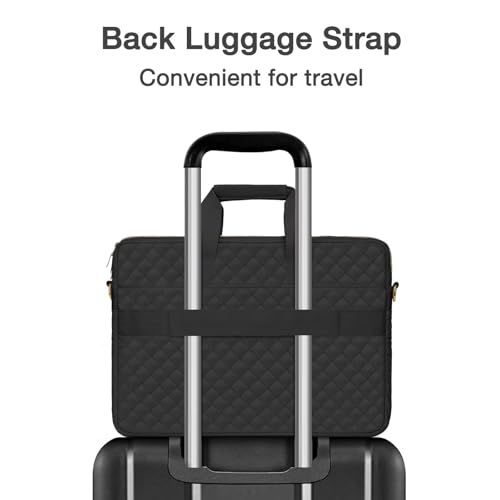 MOSISO 17-17.3 inch Laptop Bag, Laptop Briefcase Messenger | Compatible with Dell, HP, Lenovo, Asus, Acer, Square Quilted Computer Bag Work Office Business with 3 Pockets&Strap, Black - color: Black, size: 17.3 inch