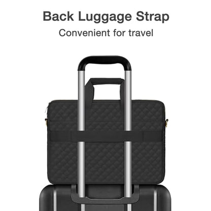 MOSISO 17-17.3 inch Laptop Bag, Laptop Briefcase Messenger | Compatible with Dell, HP, Lenovo, Asus, Acer, Square Quilted Computer Bag Work Office Business with 3 Pockets&Strap, Black - color: Black, size: 17.3 inch