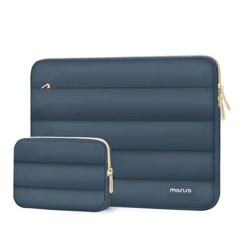 MOSISO Laptop Case 13.3 inch,13-13.3 inch Puffy Laptop Sleeve Compatible with MacBook Neo/Air 13.6 M5 M4 M3 M2 M1/Pro 13/14,HP Dell ASUS Lenovo,Polyester Horizontal Bag with Small Case, Haze Blue - color: Haze Blue, size: 13.3 inch