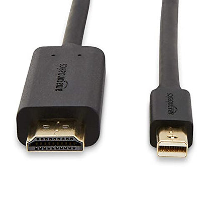 Amazon Basics Mini DisplayPort to HDMI Cable, Gold-Plated, 6 ft, Case of 52, Black - size: 6-Feet (Pack of 52)