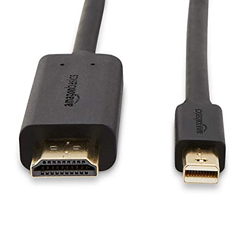 Amazon Basics Mini DisplayPort to HDMI Cable, Gold-Plated, 6 ft, Case of 52, Black - size: 6-Feet (Pack of 52)