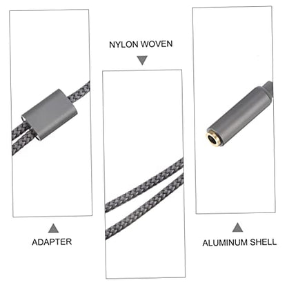 Vaguelly 2-Pack 3.5mm Headset Splitter Cable for Laptop and Mobile Dual Function Microphone and Audio Adaptor for Headphones Compatible TRRS Devices Grey