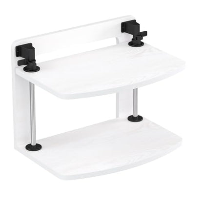 Computer Monitor Stand Riser for Reduced Neck Strain, Adjustable Height Desk Shelf Organizer Monitor Riser Stand for PC Monitor - Not for Laptop - Withe - Wood Grain, MR01-M