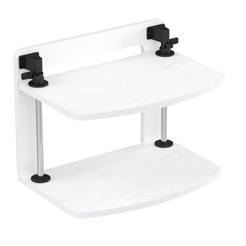 Computer Monitor Stand Riser for Reduced Neck Strain, Adjustable Height Desk Shelf Organizer Monitor Riser Stand for PC Monitor - Not for Laptop - Withe - Wood Grain, MR01-M