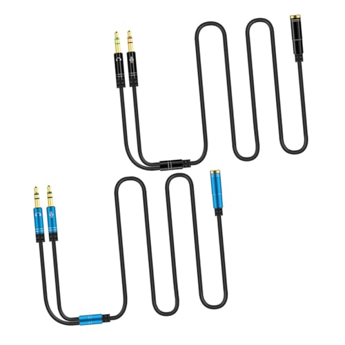 OSALADI 2PCS Headphone Splitter Cable and Microphone Connector for Desktop and Laptop Computer Accessory Practical Y Splitter Wire for Smartphone Headset Separation and Black