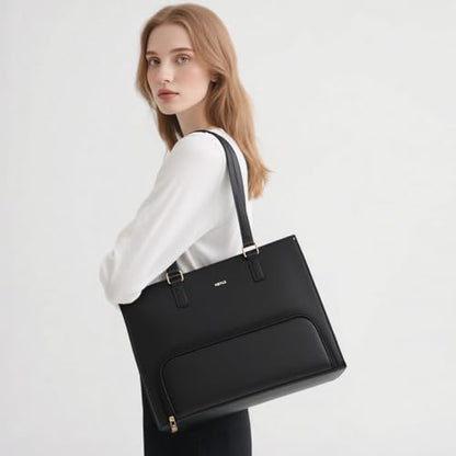 Keyli 3pcs Laptop Bag for Women 15.6 inch and Lunch Tote Bag for Women with Insulated Lunch Compartment Computer Briefcase - color: 1.0-black