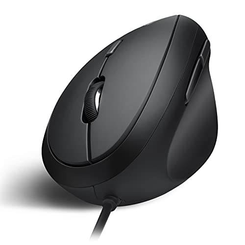 Perixx PERIMICE-519 Wired Ergonomic Vertical Mouse - Portable Small Design - 105x67x58 mm - Right Handed Black - style: Wired Black