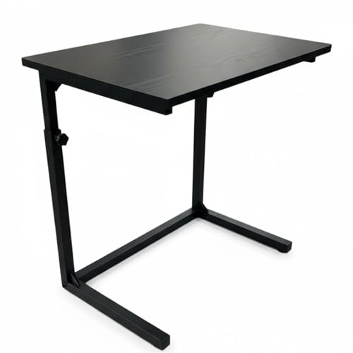 Height Adjustable C-Shaped Sofa Side Table, Laptop Table for Couch & Bed, Black - color: Black