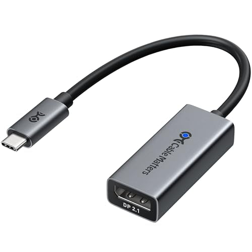 Cable Matters 80Gbps Unidirectional USB C to DisplayPort 2.1 Adapter | 16K@60Hz / 8K@240Hz / 4K@960Hz, HDR, USB C to DP 2.1, Thunderbolt 5/4 and USB4 Compatible, for VR Headset/MacBook/XPS