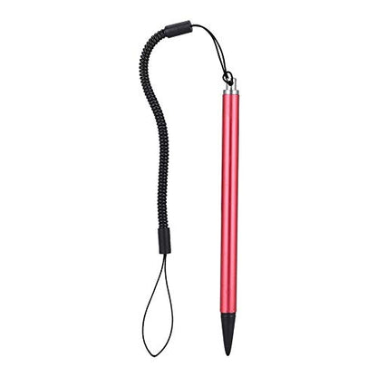 Universal Touch Pen, Black/Silver/Red Resistive POS PDA Navigator Tablet Screen Touch Painting Pen with Hanging Spring Rope(Red) - color: Red