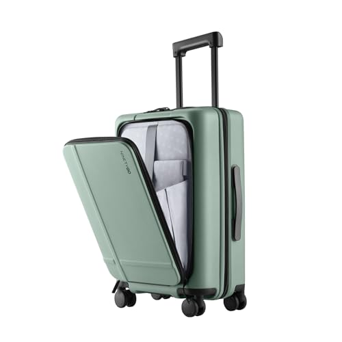 NINETYGO Carry On Luggage 22x14x9 Airline Approved, 20 Inch Suitcase with Front Compartment, Lightweight PC Hard Shell, Cup Holder, Clamshell, TSA Lock, Spinner Wheels (Creamy Matcha Tea) - color: 05-Creamy Matcha Tea, size: Carry-On 20-Inch (Clamshell, 3