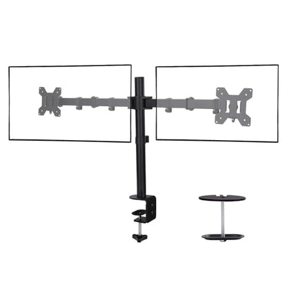 Black Dual Monitor Arm Mount for 13-27 Inch Screens | Ultrawide Screens Up to 34 inch Fully Adjustable Stand with C-Clamp/Grommet Base Max VESA 100x100 Each Screen Capacity 22lbs - size: Dual Arm for 13"-27"