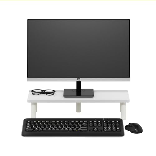 Furinno Turn-N-Tube Monitor Riser Stand, White/White (Pack of 2) - color: White/White, size: 23.6"w Rectangle (Pack of 2)