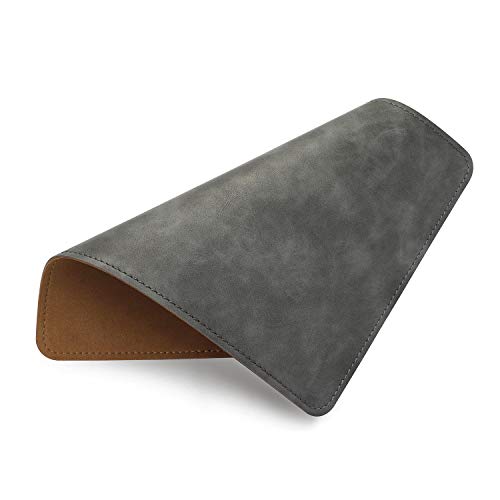 Leather Mouse Pad with Stitched Edge Micro-Fiber Base with Non-Slip Waterproof，Mouse Pad for Computers，Laptop, 8x11Inch (Gray) - color: Gray, size: 8L x 11W inches