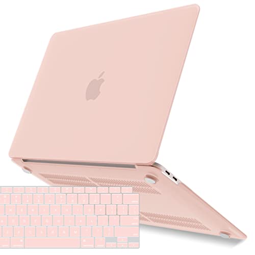 IBENZER Compatible with New MacBook Air 13 inch Case 2022 2021 2020 M1 A2337 A2179 A1932, Plastic Hard Shell Case with Keyboard Cover for Mac Retina Display with Touch ID, Sakura Pink, AT13SKPK+1 - color: Sakura Pink