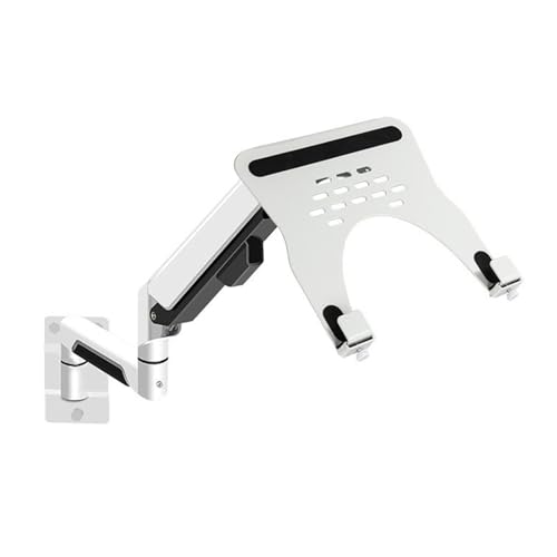 Adjustable Monitor Arm Wall Mount Monitor Arm with Laptop Tray, Aluminum Gas Spring Full Motion Laptop Mount Arm Fits Max 32 inch, 19.8 lbs Screens/ 10-17" Laptop Monitor Arm Mount(White) - color: White