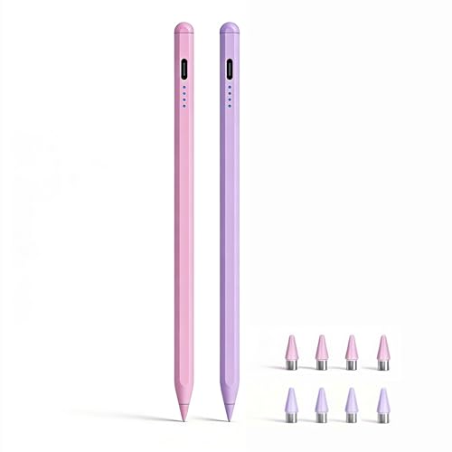 (2 Park) Stylus Pen for Samsung Galaxy Tab A11 / A11+, A9 / A9+, A8, A7 Lite, Active Capacitive Pencil for Samsung Android Tablet & iOS Touchscreens, Digital Pen with 8 Tips (Pink+Purple) - color: Pink+Purple