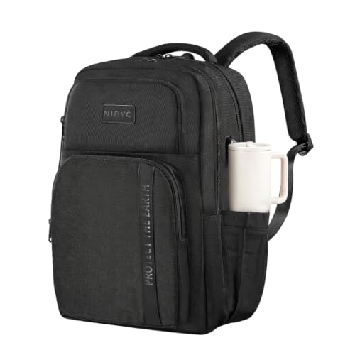 Laptop Backpack, Water Repellent Business Travel Backpack with USB Charging Port, Fits Up to 15.6 Inch Notebook Computer Bag, Casual Daypack for Men Women Commuting Work,Black