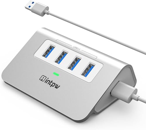 intpw USB 3.0 Hub,Aluminum 4 Port USB Data Hub 3.0 Port Extender Splitter Multiport Adapter with 3.3ft Cable ，USB HUB for PC/Laptop/Xbox/FlashDrive/Printer/Camera/Keyborad/Mouse - size: 5Gbps