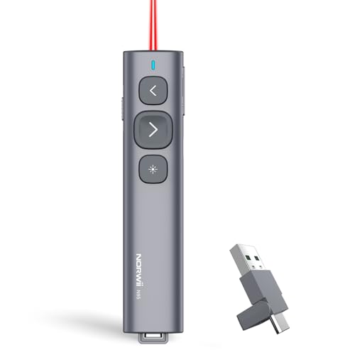 N95 Presentation Clicker with Red Laser Pointer for Presentations | PowerPoint Clicker for Presentation Remote, Long-Range Wireless Presenter Pointer, Rechargeable Slide Advancer for PC/Laptop - color: Red Light, size: USB-AC