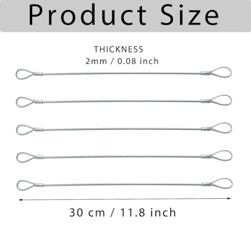 5 Pack Luggage Lock Safety Cable, Stainless Steel Cable with Loops, Stainless Steel Safety Cable, Safety Cable Lock, Braided Steel Coated Safety Cable Luggage Lock 2mm Thickness 12 inch Length - size: 5 Pieces