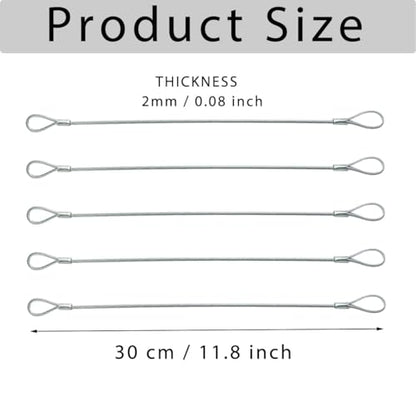 5 Pack Luggage Lock Safety Cable, Stainless Steel Cable with Loops, Stainless Steel Safety Cable, Safety Cable Lock, Braided Steel Coated Safety Cable Luggage Lock 2mm Thickness 12 inch Length - size: 5 Pieces