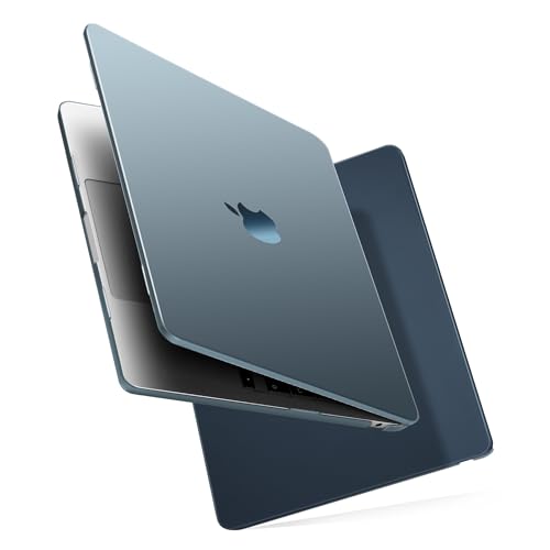 MecBevia Compatible with MacBook Air 13.6 inch Case, M4 A3240/ M3 A3113/ M2 A2681 (Released 2025 2024 2022), Ultra Thin Flexible Armor Plastic Hard Shell Protective, Crystal Midnight Blue - color: Crystal Midnight Blue